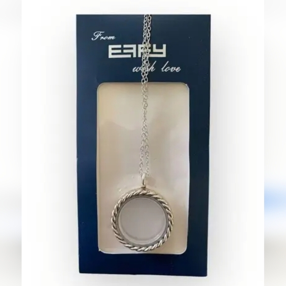 EFFY "WITH LOVE"SILVER CHARMS LOCKET PENDANT NECKLACE, X'mas Birthday Gift, 12" - Picture 3 of 5